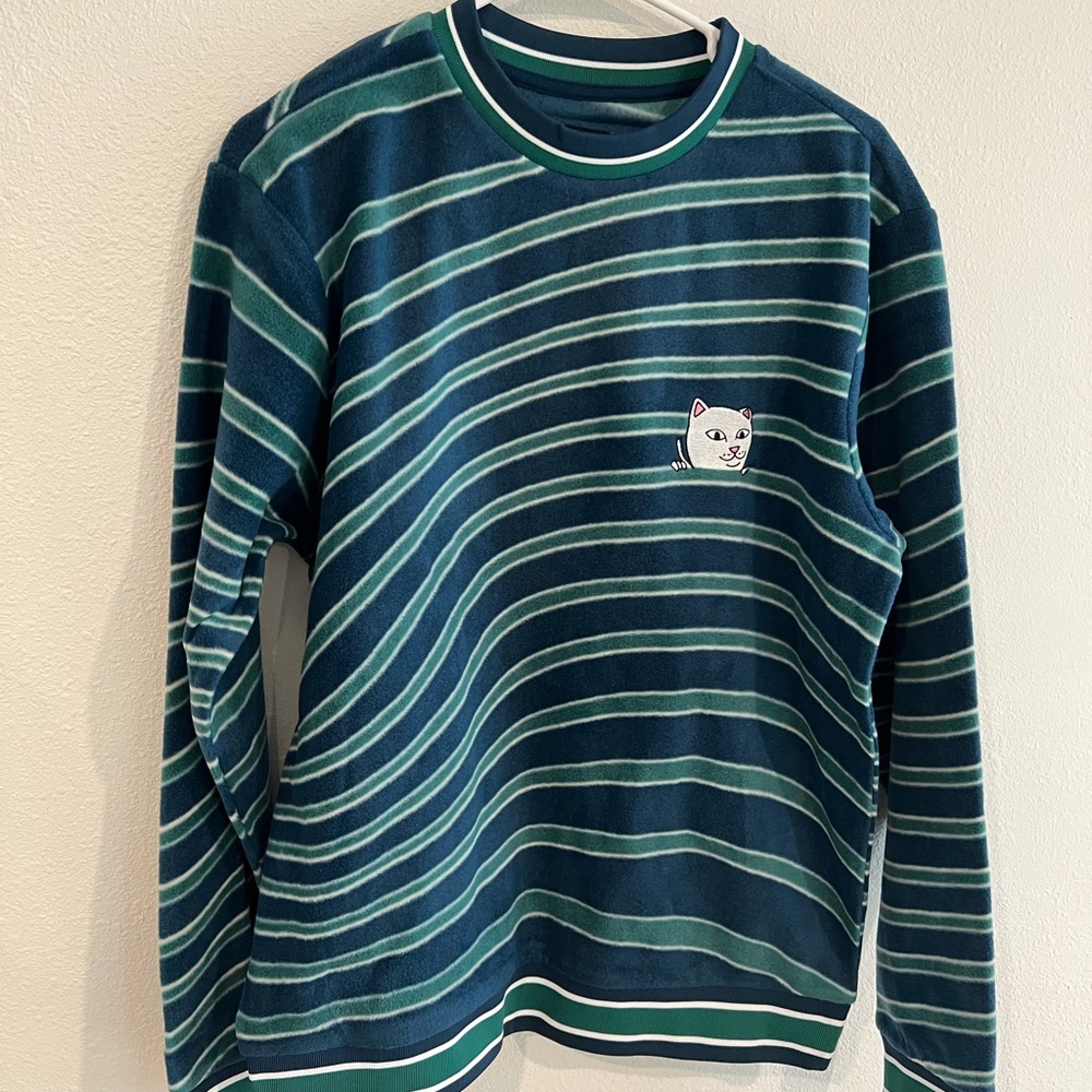 RIPNDIP Polar Fleece Dizzy Nermal Cat Pullover Sweatshirt